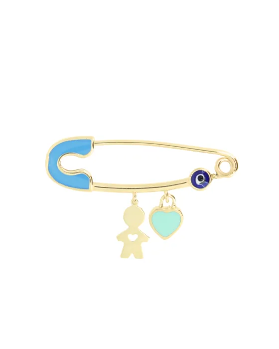 9CT Y/G ENAMEL BABY PIN BLUE